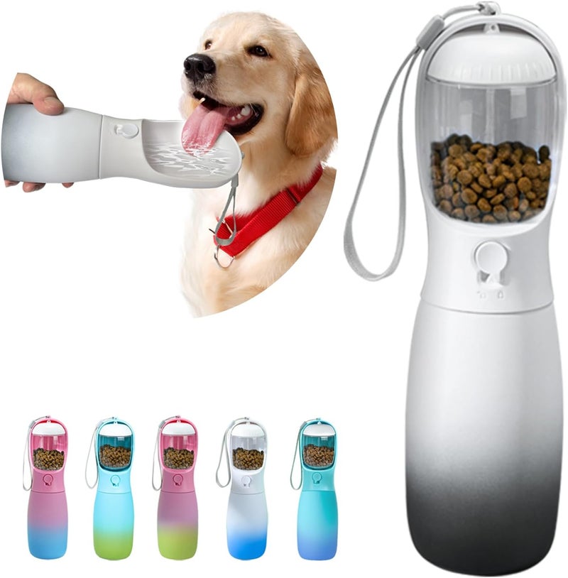 MITOCAPY Portable 2-in-1 Pet Water Bottle with Food Container, Large Capacity Dog Water Dispenser, Outdoor Accessories for Camping, Gifts (19Oz, Black&White) - Image 1